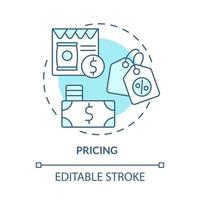 Price setting process concept icon. Marketing strategy. Customer attractive offer. Determine product cost abstract idea thin line illustration. Vector isolated outline color drawing. Editable stroke