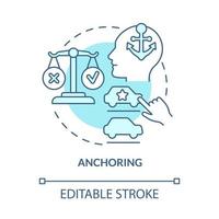 Anchoring bias concept icon. Decision making influence. Customer irrational behavior. Neuromarketing trick abstract idea thin line illustration. Vector isolated outline color drawing. Editable stroke