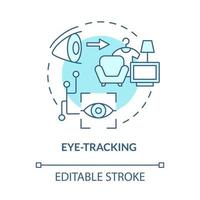 Eye movement detection concept icon. Focus point tracker. Eyetracking. Visual attention analysis abstract idea thin line illustration. Vector isolated outline color drawing. Editable stroke