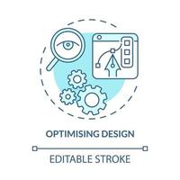 Optimising design blue concept icon. Research optimal solution. Visual innovation. Product development abstract idea thin line illustration. Vector isolated outline color drawing. Editable stroke