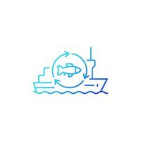 Fish processing vessel gradient linear vector icon. Large factory ship. Equipped fishery trawler. Commercial fishery. Thin line color symbol. Modern style pictogram. Vector isolated outline drawing