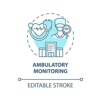 icono del concepto de monitorización ambulatoria. prueba de hipertensión idea abstracta ilustración de línea delgada. utilizando un dispositivo de grabación especial. midiendo pb. dibujo de color de contorno aislado vectorial. trazo editable vector