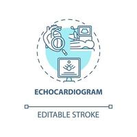 Echocardiogram concept icon. Hypertension test abstract idea thin line illustration. Non invasive procedure. Echo test. Diagnose cardiac problem. Vector isolated outline color drawing. Editable stroke