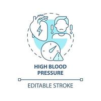 High blood pressure concept icon. Hypertension symptom abstract idea thin line illustration. Dangerous medical condition. Pounding feeling. Vector isolated outline color drawing. Editable stroke