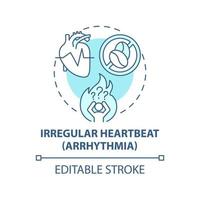 Irregular heartbeat concept icon. Heart arrhythmia abstract idea thin line illustration. Hypertension symptom. Cardiovascular disease risk. Vector isolated outline color drawing. Editable stroke