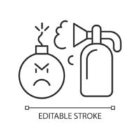 Extinguishing emotions linear icon. Suppressing feelings and emotions that you experience. Thin line customizable illustration. Contour symbol. Vector isolated outline drawing. Editable stroke