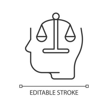 Rationality linear icon. Logic and critical thinking. Rational mind. Agreeable to reason. Thin line customizable illustration. Contour symbol. Vector isolated outline drawing. Editable stroke