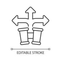 Developing foresight linear icon. Strategic planning and forecasting. Predict possible scenarios. Thin line customizable illustration. Contour symbol. Vector isolated outline drawing. Editable stroke