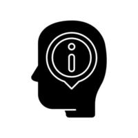 Staying well informed black glyph icon. Obtain extensive information and facts. Critical thinking skills. Knowledgeable person. Silhouette symbol on white space. Vector isolated illustration