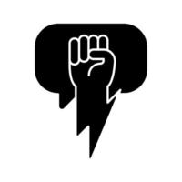 Using strong arguments black glyph icon. Use solid argumentation during discussion. Convince opponent. Evidence and facts. Silhouette symbol on white space. Vector isolated illustration