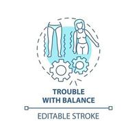 Trouble with balance concept icon. Hypertension symptom abstract idea thin line illustration. Poor control. Vestibular problems. Feel dizziness. Vector isolated outline color drawing. Editable stroke