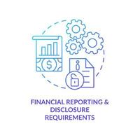 Financial reporting procedure concept icon. Disclosure requirements. Standart accounting practice. Banking system abstract idea thin line illustration. Vector isolated outline color drawing
