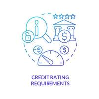 Credit scores requirements concept icon. Banking system regulation process. Credir rating. Financial management abstract idea thin line illustration. Vector isolated outline color drawing