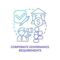 Principles of corporate governance concept icon. Corporate requirements. Company directing or controlling process abstract idea thin line illustration. Vector isolated outline color drawing
