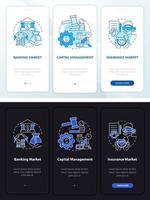 Financial law onboarding mobile app page screen. Wealth management walkthrough 3 steps graphic instructions with concepts. UI, UX, GUI vector template with linear night and day mode illustrations