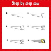 Education sheets. How to draw saw vector