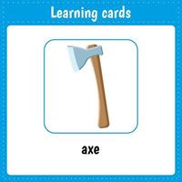 Kids learning cards. Axe vector