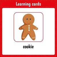 Kids learning cards. Cookie. vector