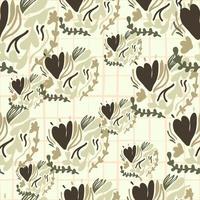 Vintage flowers and leaves seamless pattern. vector