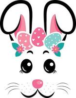 The face of the Easter bunny with a wreath of eggs vector