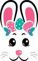 The face of the bunny with a wreath of eggs. Easter bunny face vector