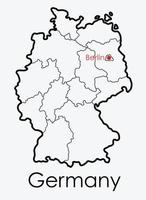 Alemania mapa dibujo a mano alzada sobre fondo blanco. vector