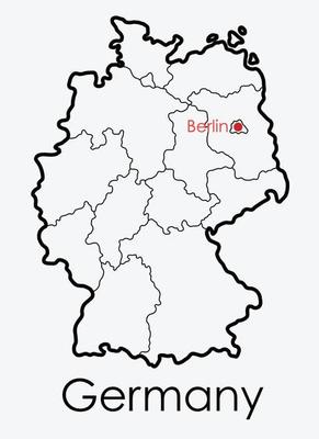 Germany map freehand drawing on white background.