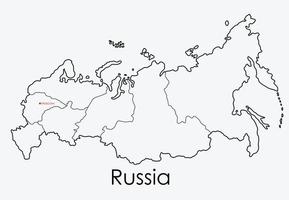 rusia mapa dibujo a mano alzada sobre fondo blanco. vector