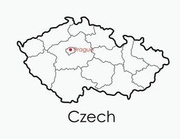 Czech map freehand drawing on white background. vector