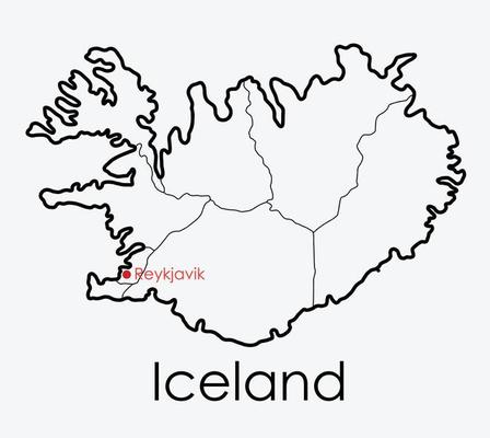 Iceland map freehand drawing on white background.