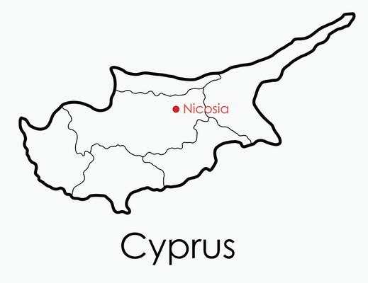 Cyprus map freehand drawing on white background.