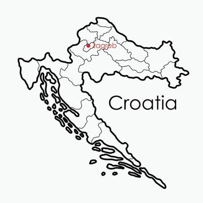 Croatia map freehand drawing on white background.