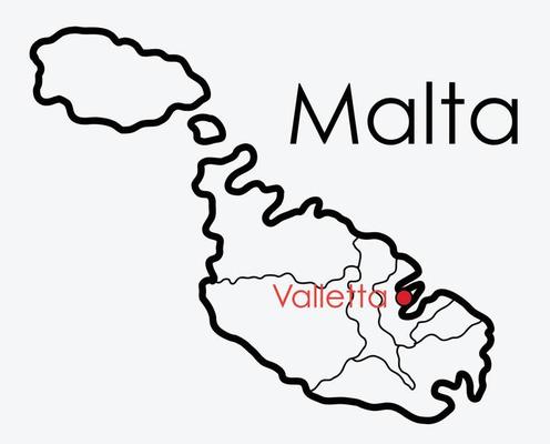 Malta map freehand drawing on white background.