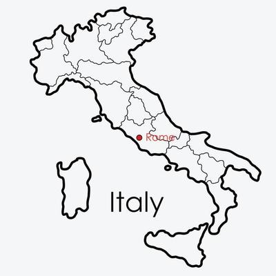 Italy map freehand drawing on white background.