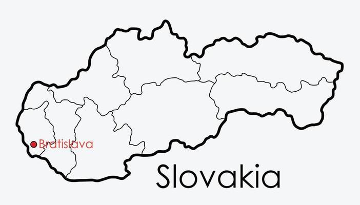 Slovakia map freehand drawing on white background.