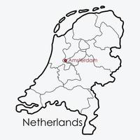 Netherlands map freehand drawing on white background. vector