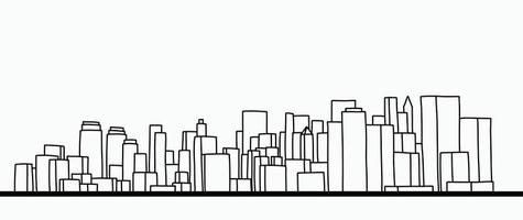 modern cityscape skyline outline doodle drawing on white background. vector