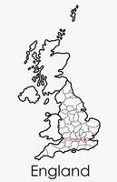 England map freehand drawing on white background.