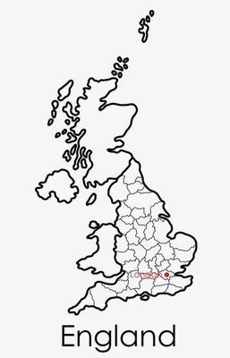 England map freehand drawing on white background.