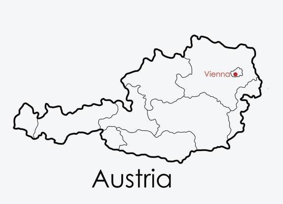 Austria map freehand drawing on white background.