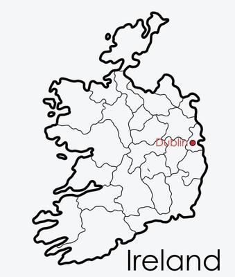 Ireland map freehand drawing on white background.