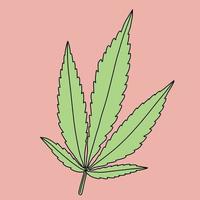 simplicidad hoja de cannabis dibujo a mano alzada diseño plano. vector