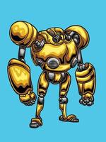 Yellow big robot character design vector