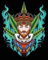 Cannabis king logo character design vector