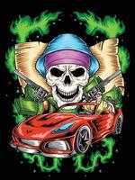 Gangsta ride and hustle with skull and money vector