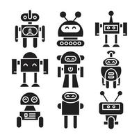 lindos iconos de personajes de robots vector