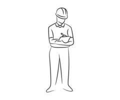 hand drawn engineer writing on paper line illustration vector