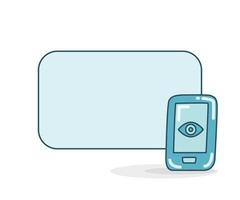 eye scan smartphone with memo board vector illustration