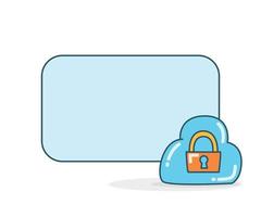 key with cloud security with memo board vector illustration