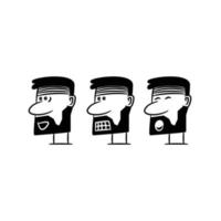 hand drawn doodle beard man avatars vector